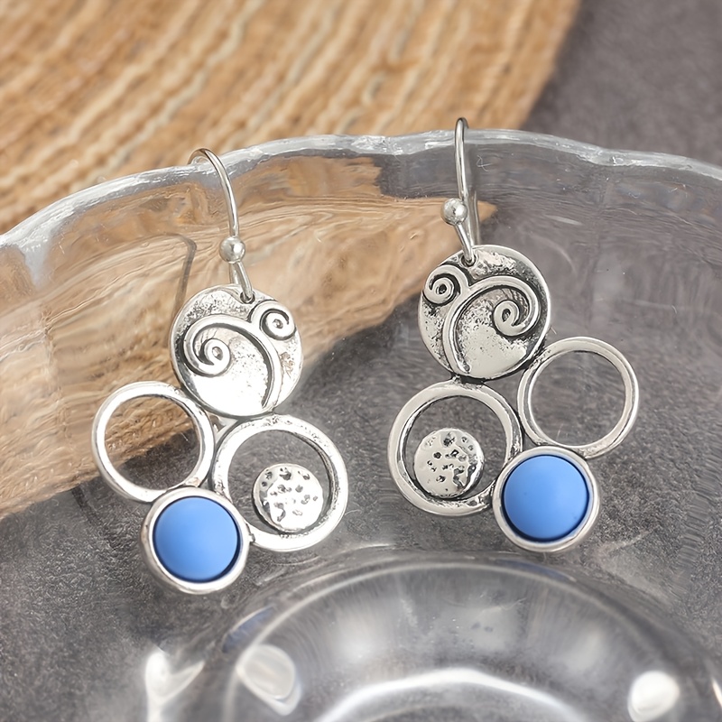 Creative Retro Geometric Silvery Color Earrings, Ethnic Style